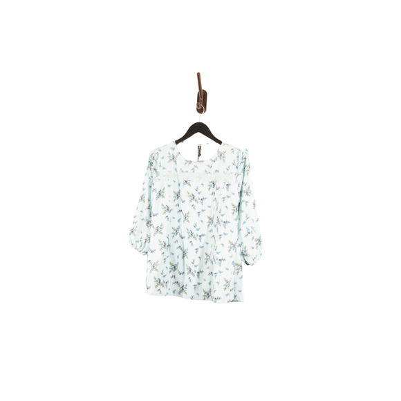 Design Adda Indian Western Collection Blue Floral Lace Kurti Kurta Top NWT - Picture 1 of 12